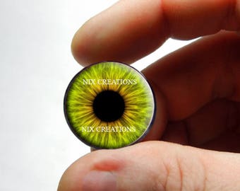 Glass Eyes - Green Hazel Human Doll Taxidermy Eyes Handmade Glass Cabochons - Pair or Single - You Choose Size