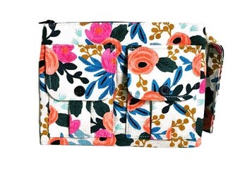 Floral Wristlet Wallet, Wristlet Purse, Cell Phone Wristlet, Women's Fabric Wallet