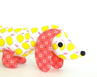Baby Girl Gift, Wiener Dog Softie, Plush Dachshund, Baby Toy, Stuffed Wiener Dog LEMON
