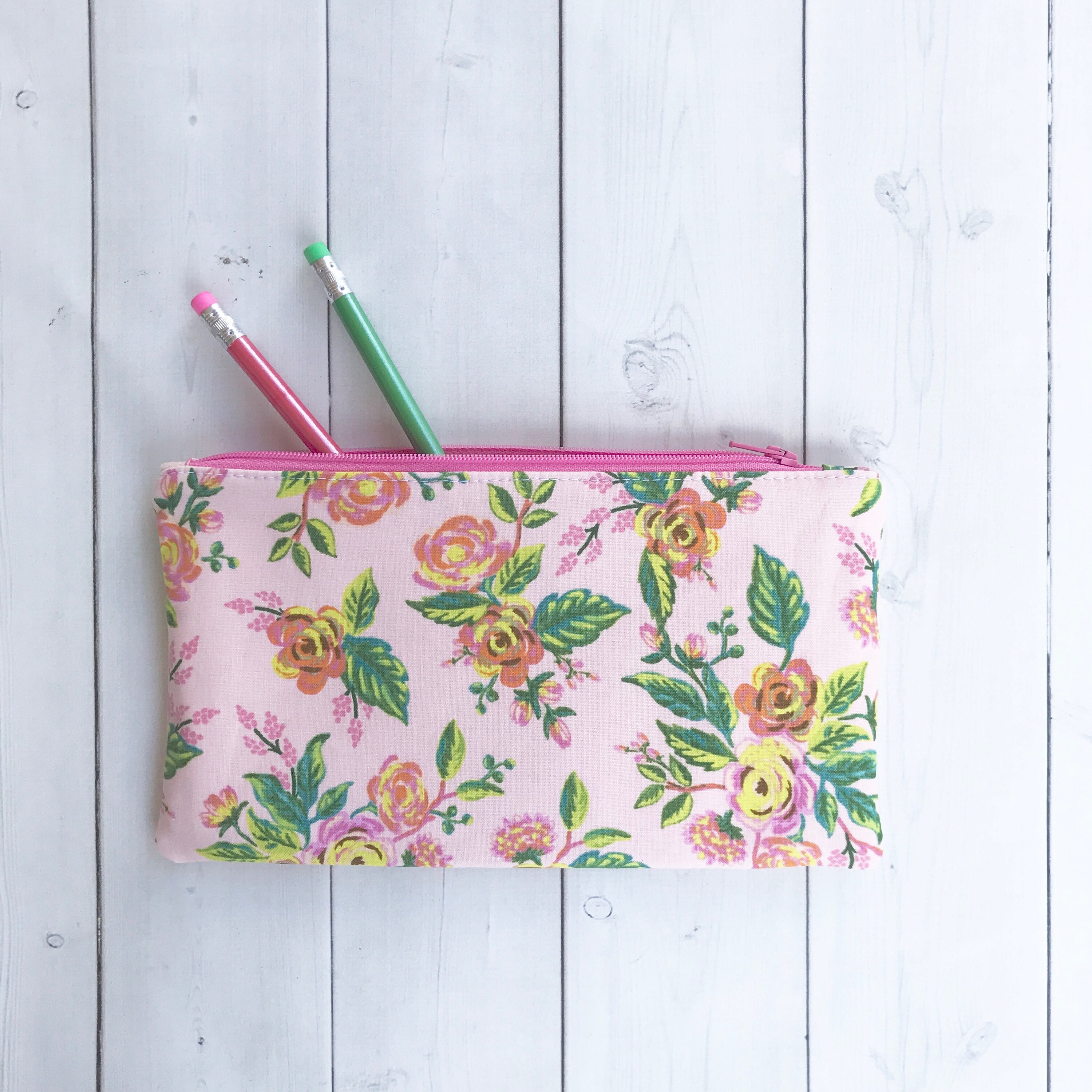 Floral Zip Pouch Pink Pencil Pouch Pencil Case Rifle Paper Co