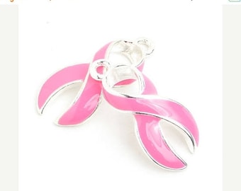 20% Off Sale 23mm Pink Curved Breast Cancer Awareness Ribbon Charm - 2 Pieces - 1570