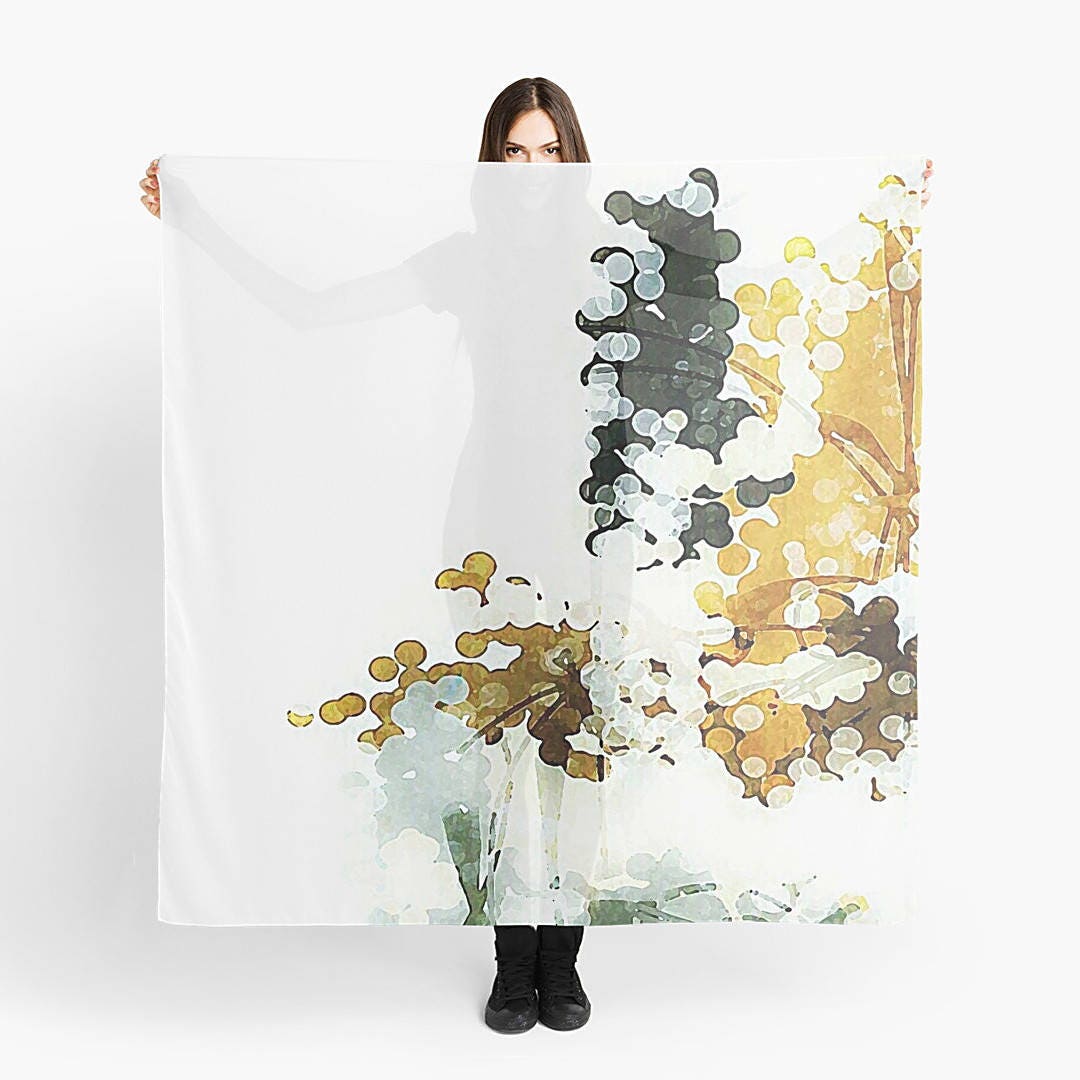Abstract Watercolor Women’s Scarf White Scarf Charcoal
