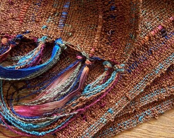 handwoven scarf autumn golden brown lightweight