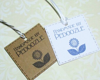 Handmade Tags - Set of 20 - Personalized - Store tags - Flower