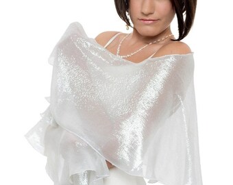 silver metallic evening wrap