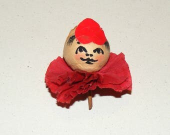 Vintage Crepe paper and Spun Cotton Valentine French Clown Pick