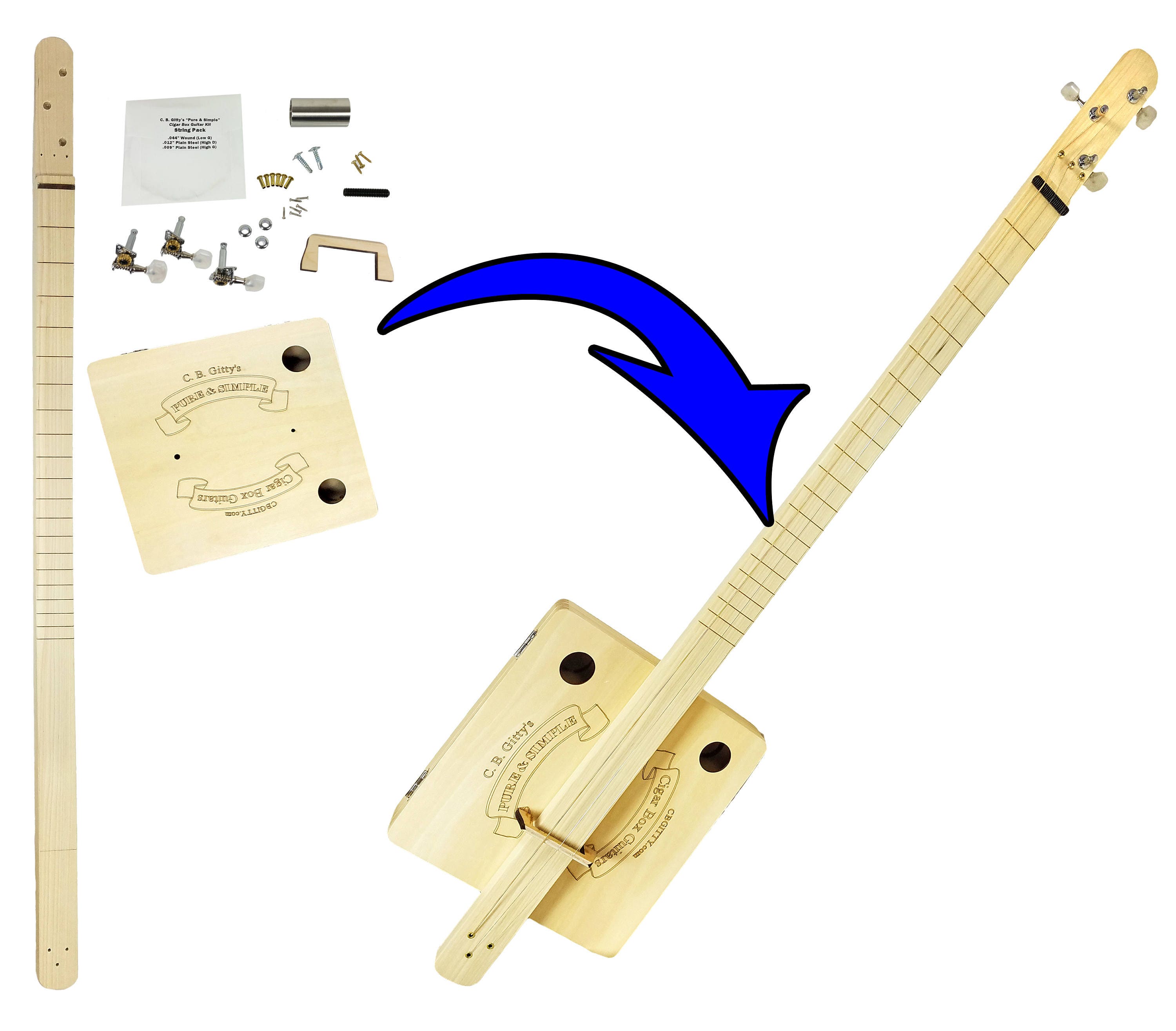 Complete Pure & Simple Cigar Box Guitar Kit the
