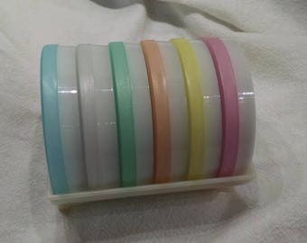 Tupperware Coasters / 3 Piece Coasters / Pastel Coasters / Set of 6 Coasters / Coasters and Tray / Retro Tupperware / Wagon Wheel Coasters