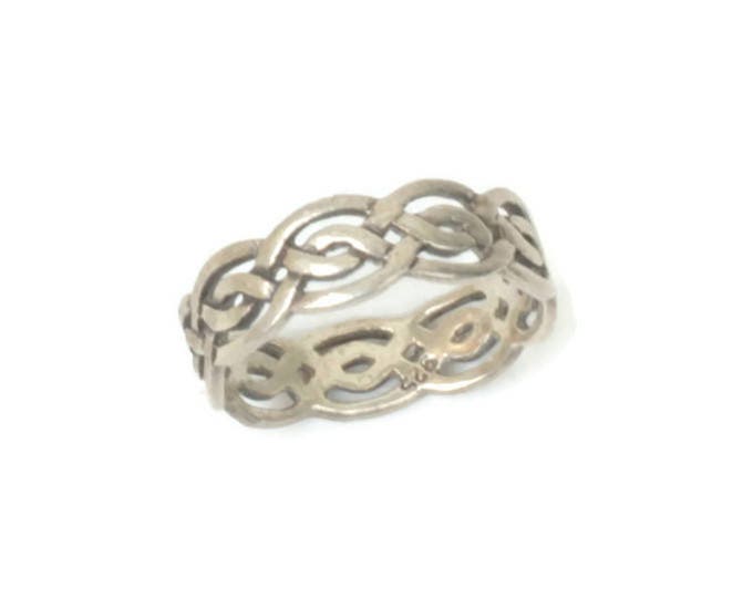Sterling Silver Celtic Style Ring Woven Design Size 6.5 Vintage