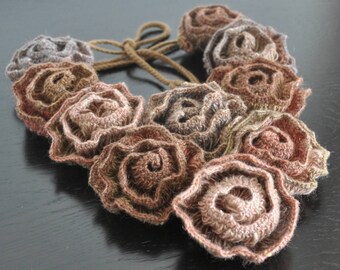 Diana - Fall - Crochet Multicolor Rose Bib Necklace
