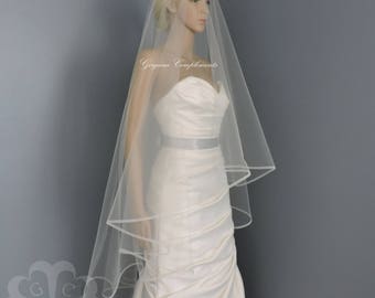 1/4" Horsehair Trim Wedding Veil , Bridal Veil, Blush, White, Ivory, Light Ivory, Off White,Champagne,Blue
