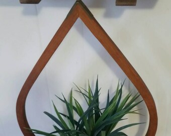 Mid Century Modern hanging teardrop wooden planter(s)