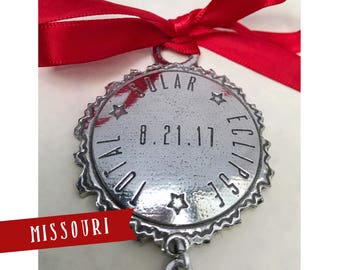 Missouri Solar Eclipse Ornament, 2017 Solar Eclipse, Pewter Eclipse Ornament