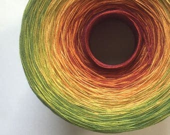 Color Change Gradient Yarn - spicy - Moca Cotton Yarn - 6 colors - 1050 yards - fingering weight yarn - pure cotton