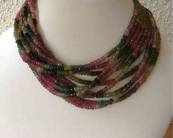 ON SALE 55% Multi Tourmaline Rondelles - 4mm Faceted Rondelles - 14 Inch Strand