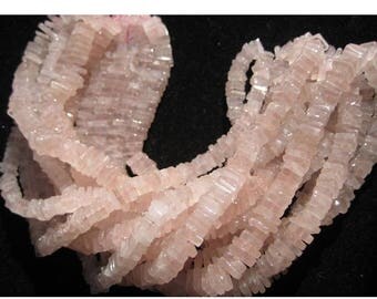 ON SALE 55% Rose Quartz - 4 Inches Strand - Finest Quality Square Heishi Beads Size 6 mm approx, Natural stone Wholesale Price