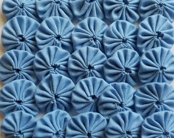 50 Blue 1 inch Yo Yos Applique Quilt Pieces Scrapbooking Embellishments