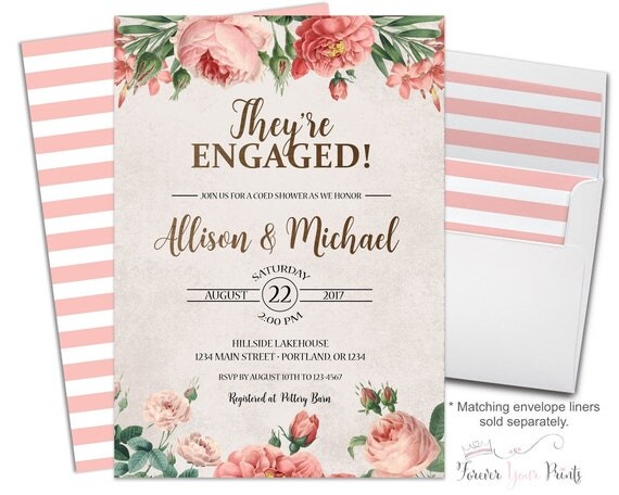 Couples Engagement Invitation - Couples Engagement Invite - Coed Bridal Shower Invites - Shower The Couple Invites - Rustic - Country Bridal Il_570xn