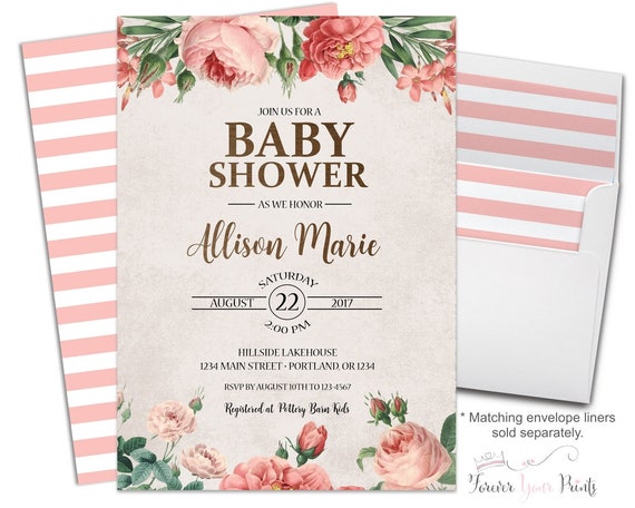 Girls Baby Shower Invitation - Girls Baby Shower Invite - Girls Baby Sprinkle - Baby Girl Invitation - Baby Girl Shower - Rustic Baby Shower Il_570xn