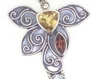 Citrine Garnet White Topaz Pendant 925 Sterling Silver Jewelry E1162PN924