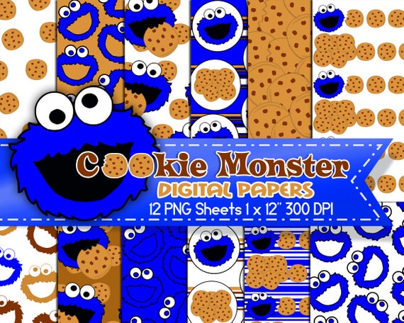 Cookie Monster Digital Paper Cookie Monster Birthday party