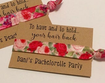 Bridesmaid Hair Ties, To Have and To Hold... Your Hair Back, Customizable Bachelorette Party Favors, Bridal Party Gift, Hair Tie Bracelet