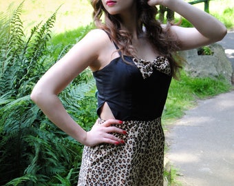 Small leopard Playsuit - size 34 to 46 to order