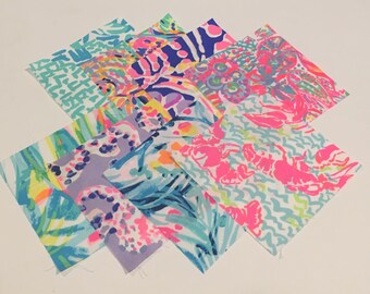 Summer Mix 2017 ~fabric squares 6 X 6~ Eight to a lot ~Authentic Lilly Pulitzer~