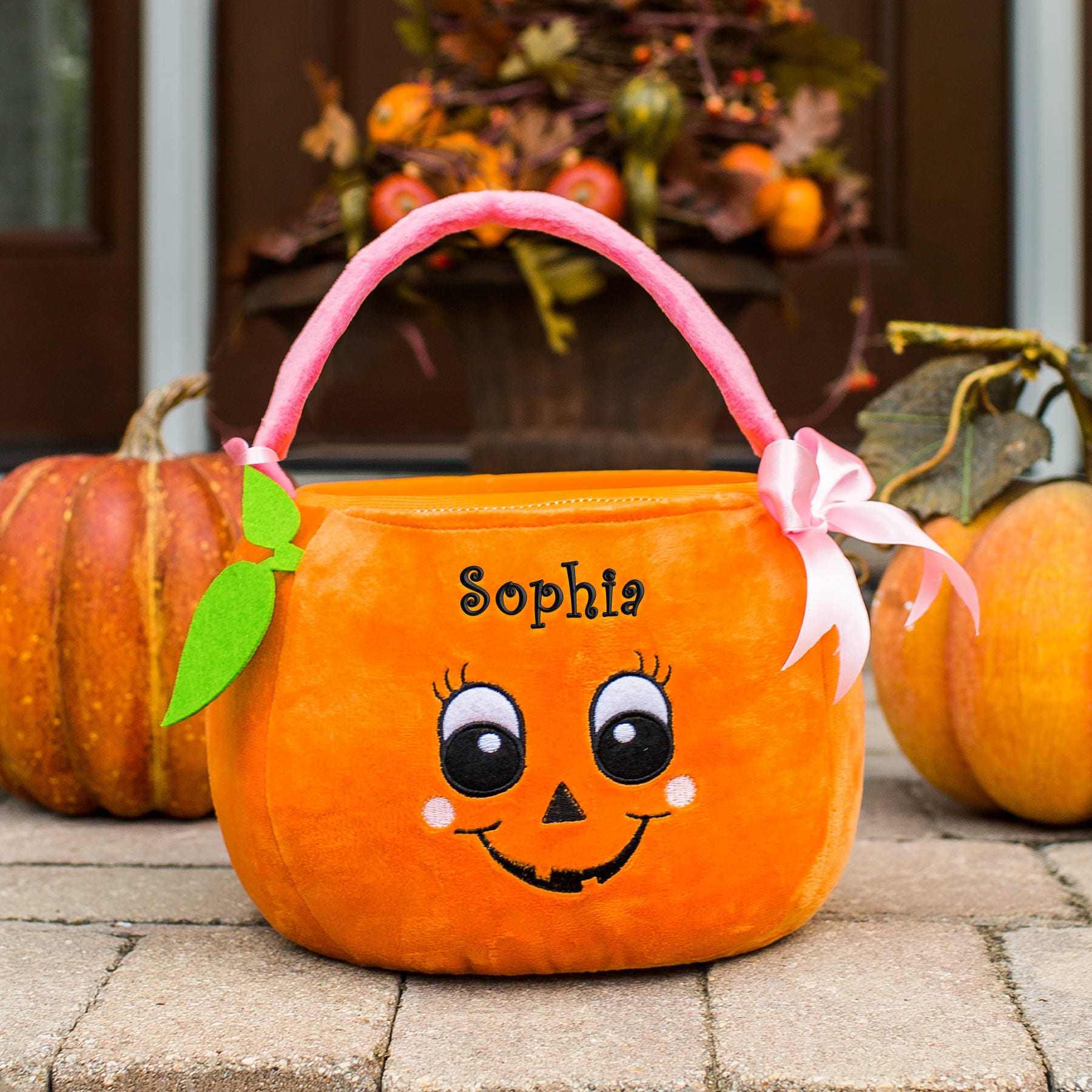 Personalized Halloween Basket
 Girl Pumpkin Personalized Trick or Treat Basket embroidered