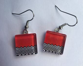 Twin Peaks - Black Lodge - Glass Tile Earrings