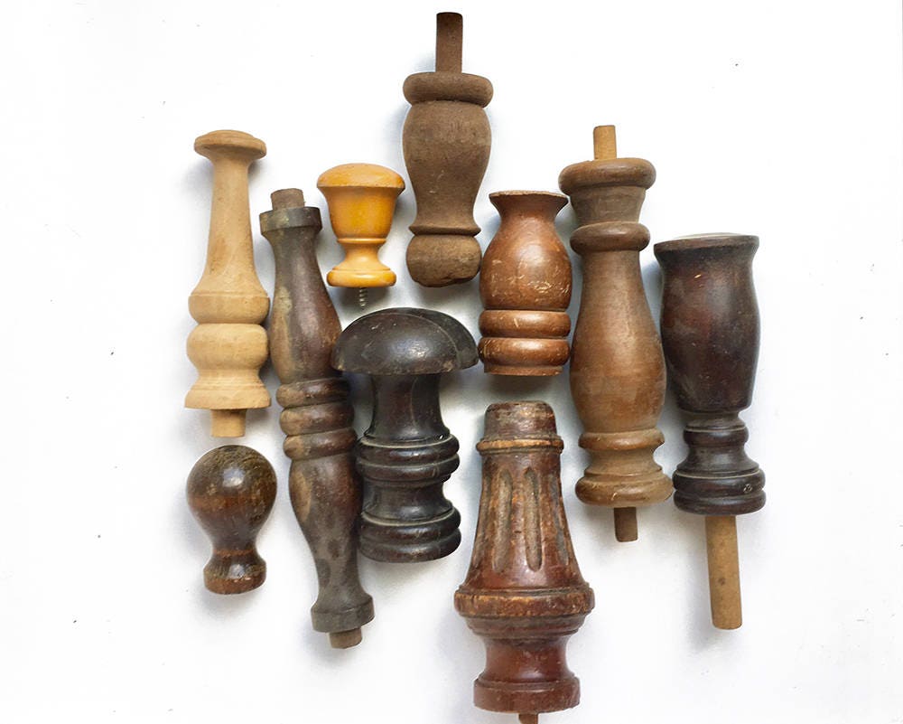 10 turned wood finials posts knobs spindles reclaimed
