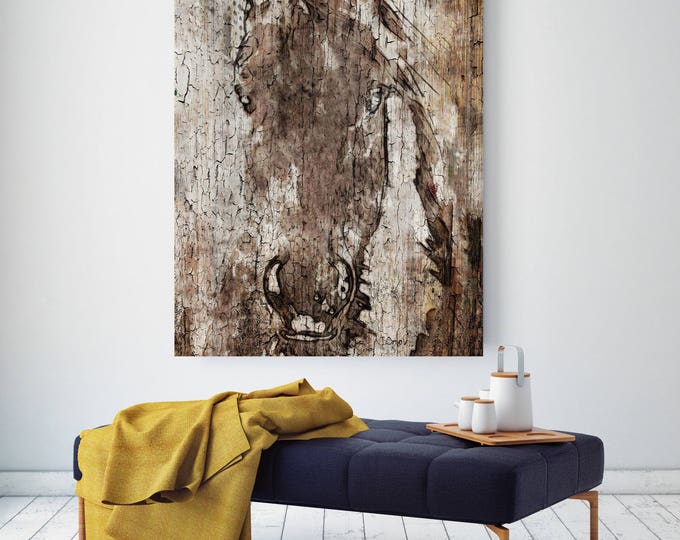 Shadow Queen. Extra Large Horse, Unique Horse Wall Decor, Brown Rustic Horse, Large Contemporary Canvas Art Print up to 72" by Irena Orlov