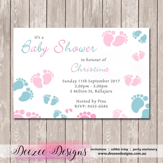 Baby Feet Personalised Baby Shower Invitation YOU PRINT