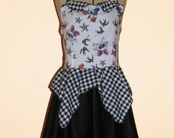 Short summer dress in cotton February challenge Black & white