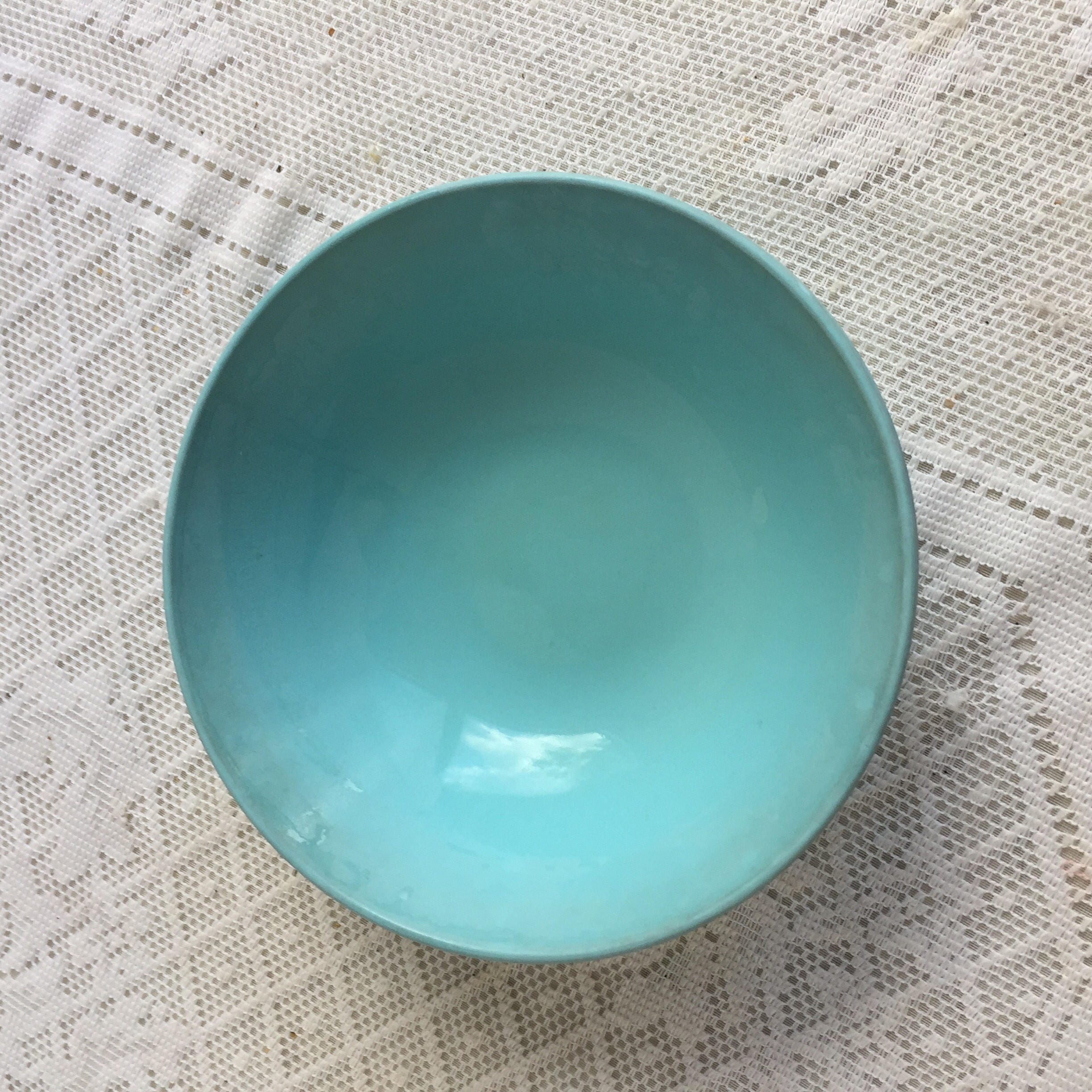 Vintage Aqua Blue Melamine Bowls / Melmac Dessert Bowls by