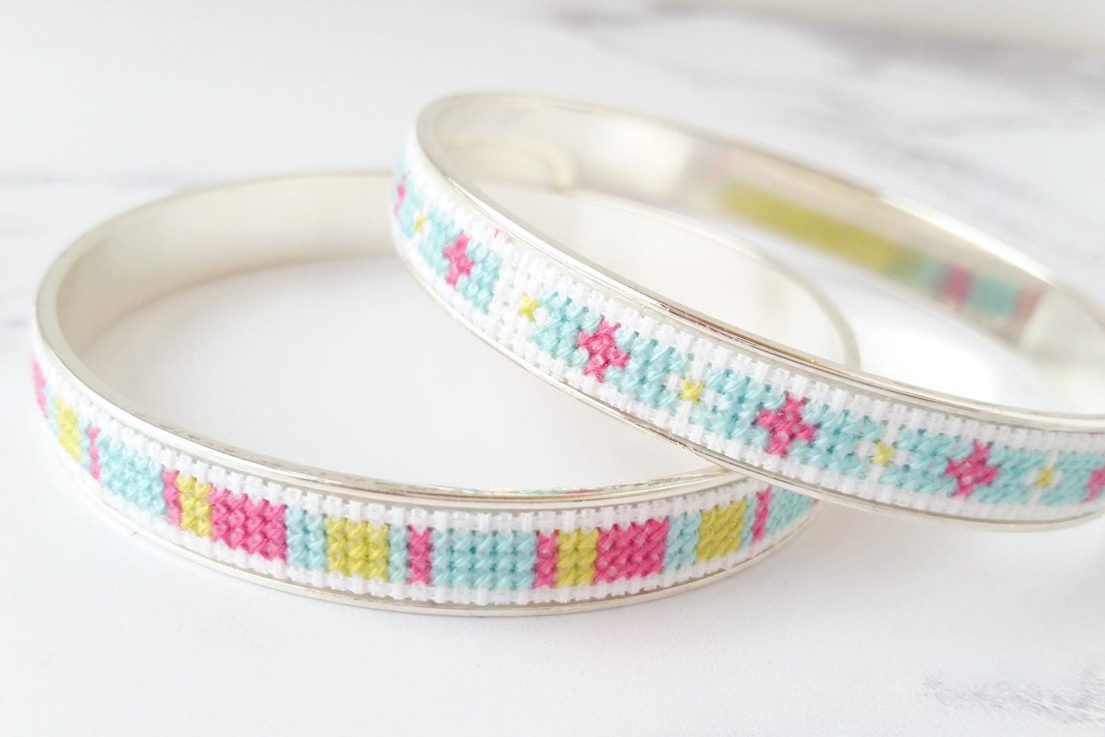 DIY Cross Stitch Jewelry Kit Embroidered Bracelet Modern