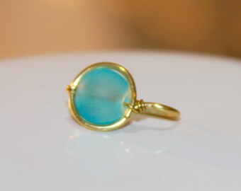 Belly Button Ring, Dainty Aqua Beaded Belly Button Ring, Belly Button Jewelry, 18 16 14 gauge Belly Button Hoop