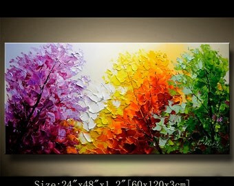 contemporary wall art,Palette Knife Painting,colorful Landscape painting,wall decor,Home Decor,Acrylic Textured Painting ON Canvas Chen 0720