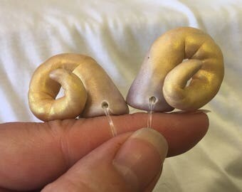 Golden Rams Horns, Ogre Horns, Fairy Horns, Dragon Horns, Fantasy Play, Wearable Art, Polymer Clay Horns, Cosplay Costume, Halloween Costume