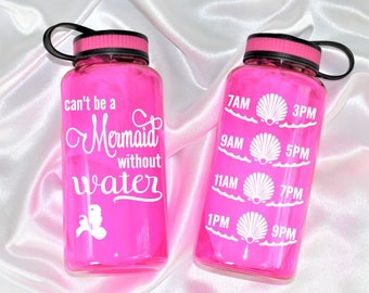 Water bottle with time - Custom colors - Water bottle - Can't be a mermaid without water™