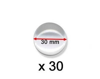 30 glass cabochons 30mm round