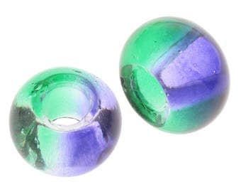 2 European Lampwork lampwork glass beads large hole