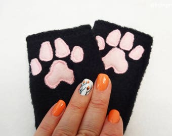 Kids Black Cat Paw Gloves