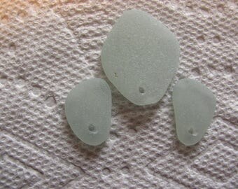 Drilled jewelry set of sea foam sea glass beach glass genuine sea foam sea glass