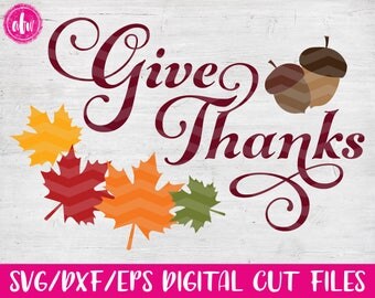 Give Thanks, SVG, DXF, EPS, Thanksgiving, Cut File, Vector, Fall, Autumn, Turkey, Silhouette, Cricut, Frame, Harvest, Thankful, Leaf