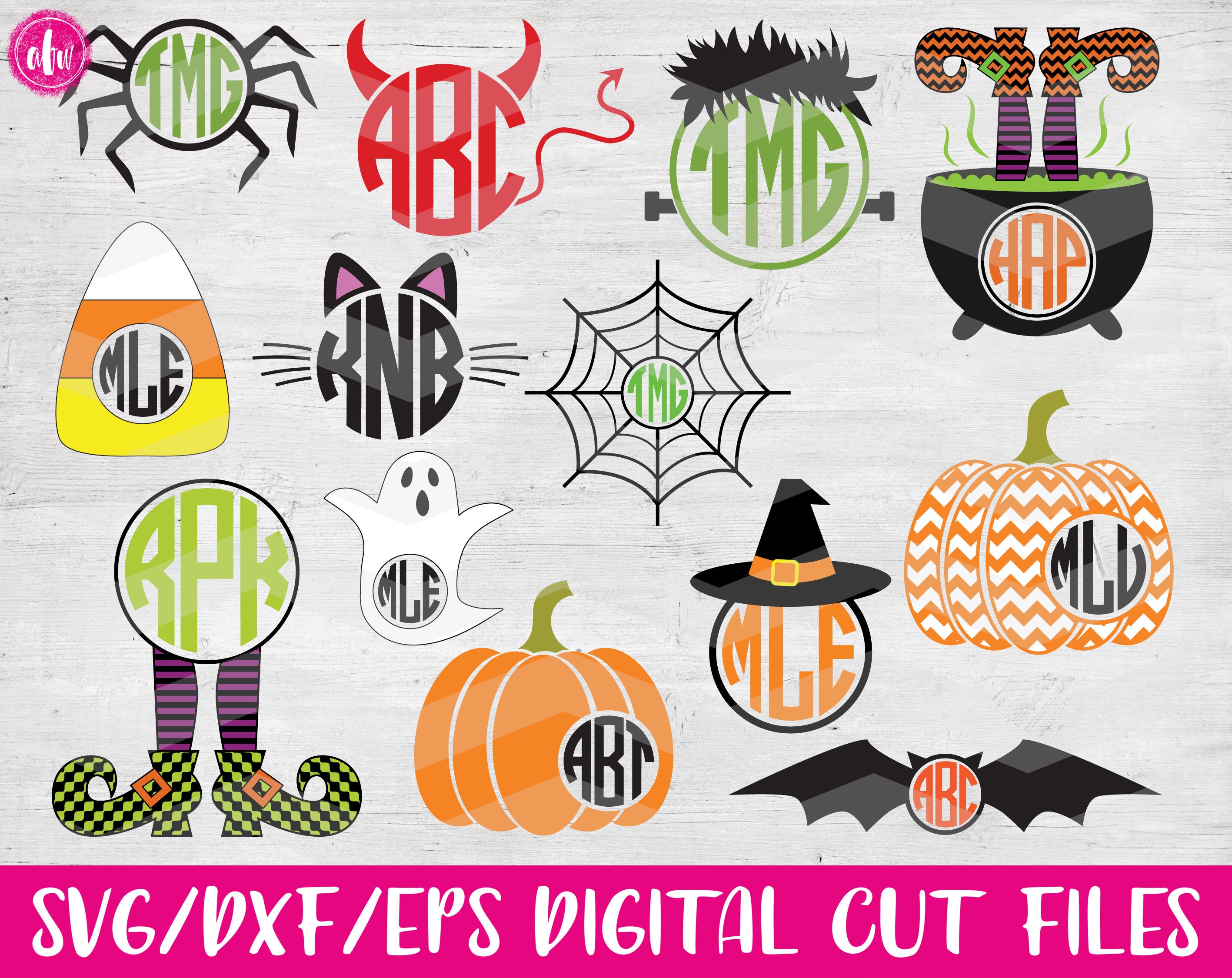 Download Halloween Monograms, SVG, DXF, EPS, Cut Files, Pumpkin ...