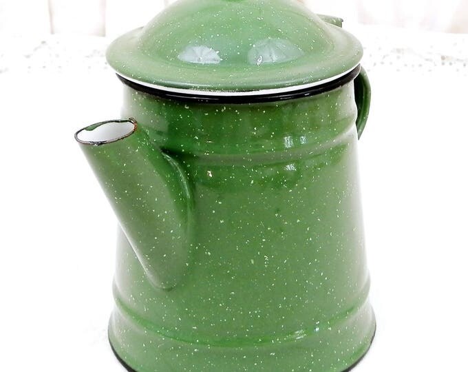 Small Vintage Excellent Condition Green Speckled Enamelware Coffee Pot, French Child's Toy Cafetiere, Country Cottage Kitchen Enamel Decor, Small Vintage Excellent Condition Green Speckled Enamelware Coffee Pot, French Child's Toy Cafetiere, Country Cottage Kitchen Enamel Decor,