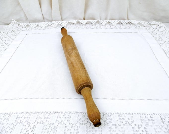 Vintage Rustic French Beech Wooden Rolling Pin, French Country Cottage Decor, Wooden Treen Primitive Kitchenware, Kitchenalia from France