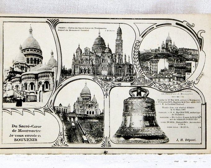 French Antique Black and White Unused Postcard The Sacré Coeur de Monmartre Paris, Vintage French Parisian Retro Home Interior Decor French Antique Black and White Unused Postcard The Sacré Coeur de Monmartre Paris, Vintage French Parisian Retro Home Interior Decor