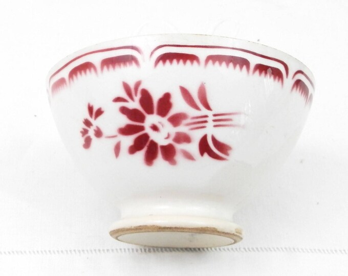 Antique Red and White Farmhouse Coffee Bowl from France, French Country Ceramic Café au Lait Bowl, Cottage Kitchen Latte Bowl Antique Red and White Farmhouse Coffee Bowl from France, French Country Ceramic Café au Lait Bowl, Cottage Kitchen Latte Bowl
